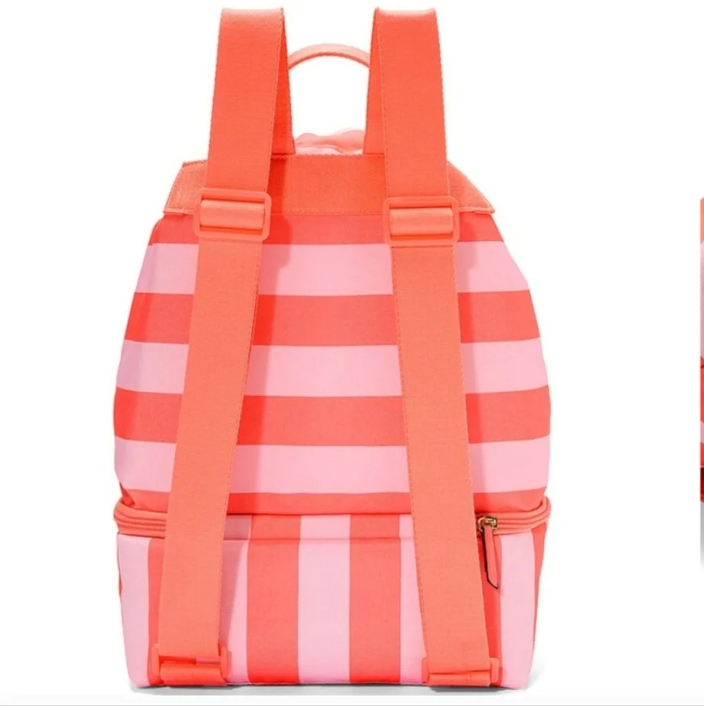 Victoria's Secret Pink and Coral Striped Insulated Cooler Beach Travel Backpack - Picture 2 of 6